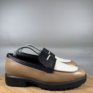 Cole Haan Geneva Women's Penny Loafer Size 6 Brown White Black Leather Shoes